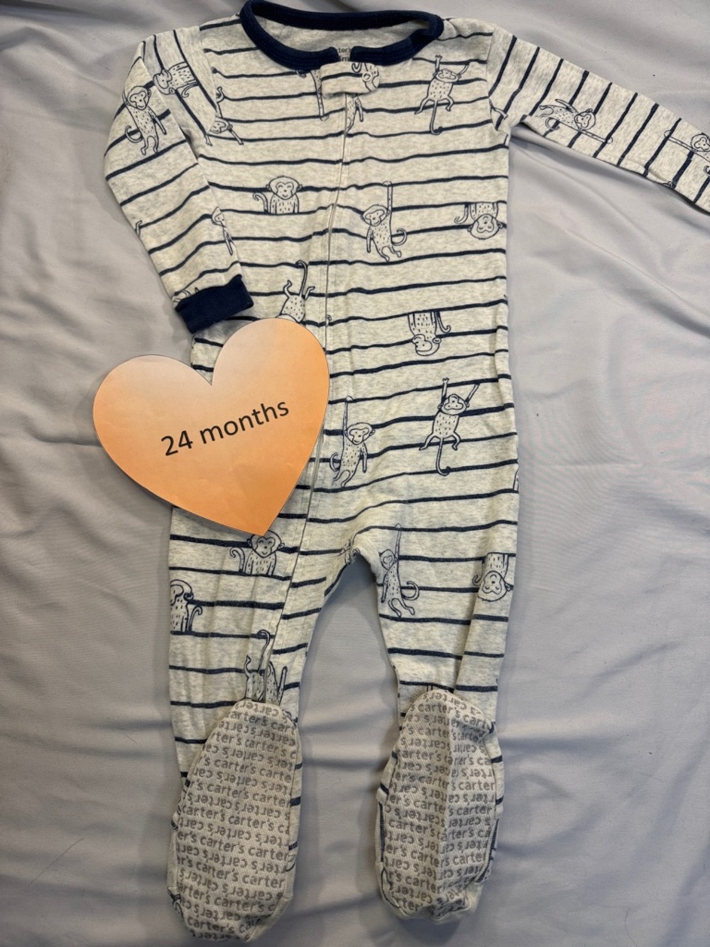 Carter's - Onesie Sleeper with Blue Trim and monkey design